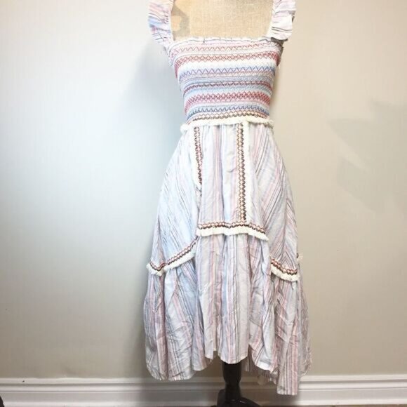 NWT Allison New York Smocked stripe Dress Sz XS - Picture 2 of 13